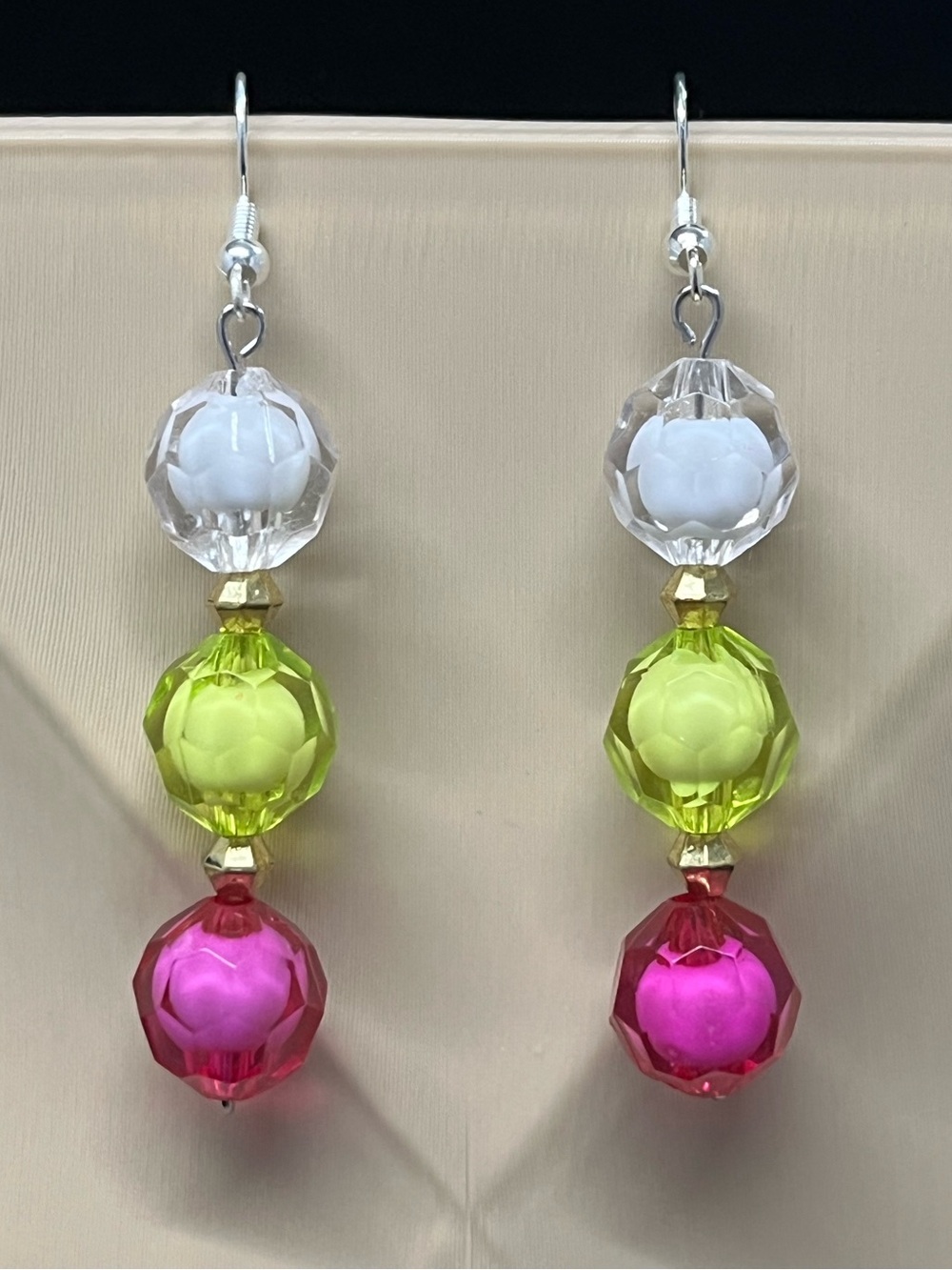 "Dragonfruit" Tri-Color Faceted Drop Earrings